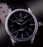 Black Roman Diamond Bezel Rolex Geneve Fake Cellini Time Watch